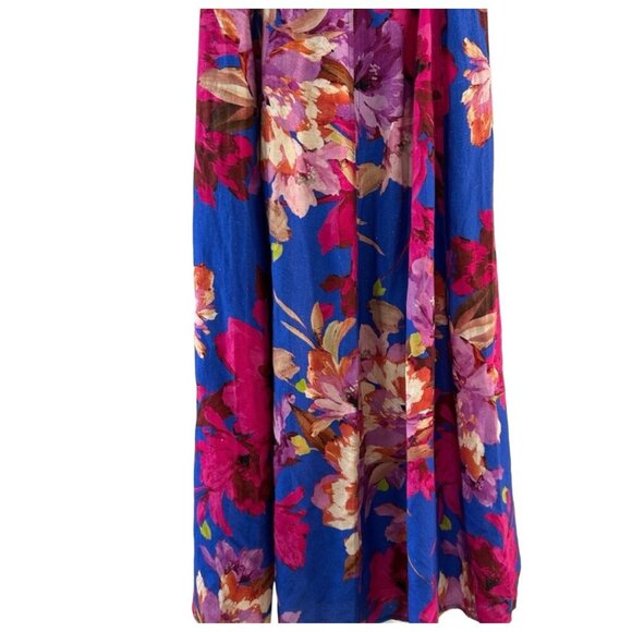 Nicholas Off-The-shoulder Floral-Print Linen-Blend Midi Dress w Puff Sleeves, 8 - Picture 6 of 8